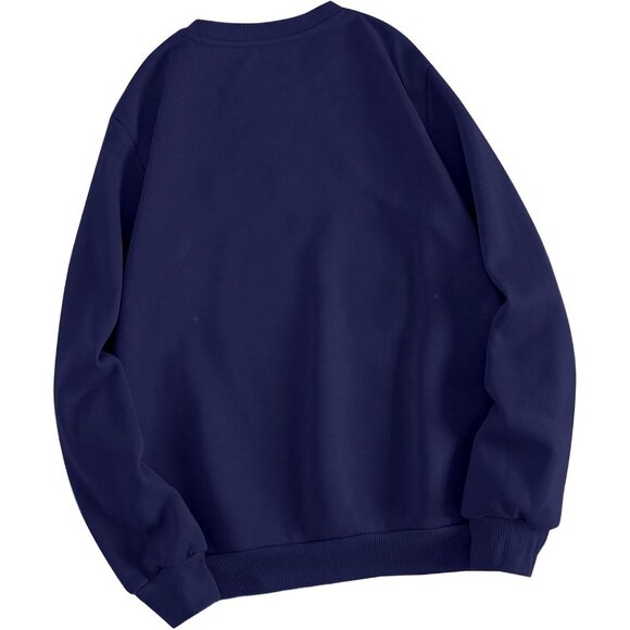 ⚡Women Dark Blue New York Imported Graphic Crewneck Long Sleeve Sweatshirt - Picture 2 of 5